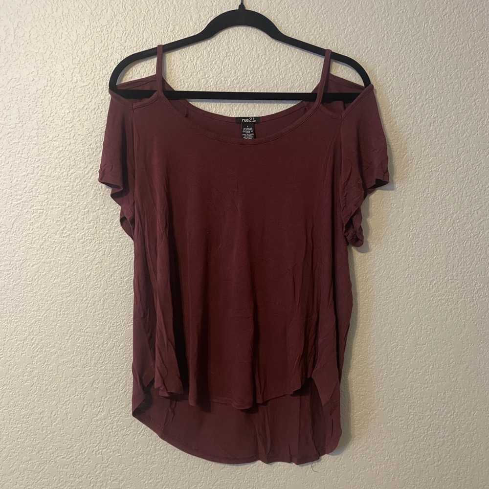 Maroon Cold Shoulder Blouse